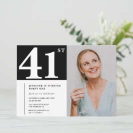Svart och vitt foto 41:a födelsedagsinbjudningar inbjudningar