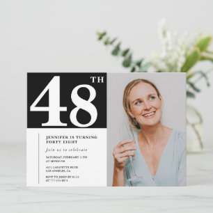 Svart och vitt foto 48-årsinbjudningar inbjudningar