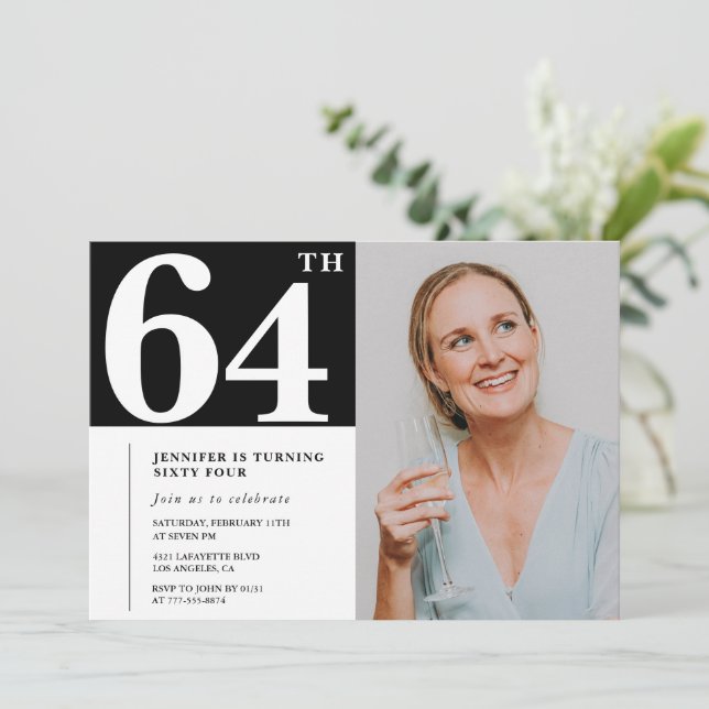 Svart och vitt foto, 64-årsjubileum inbjudningar (Stående Fram)