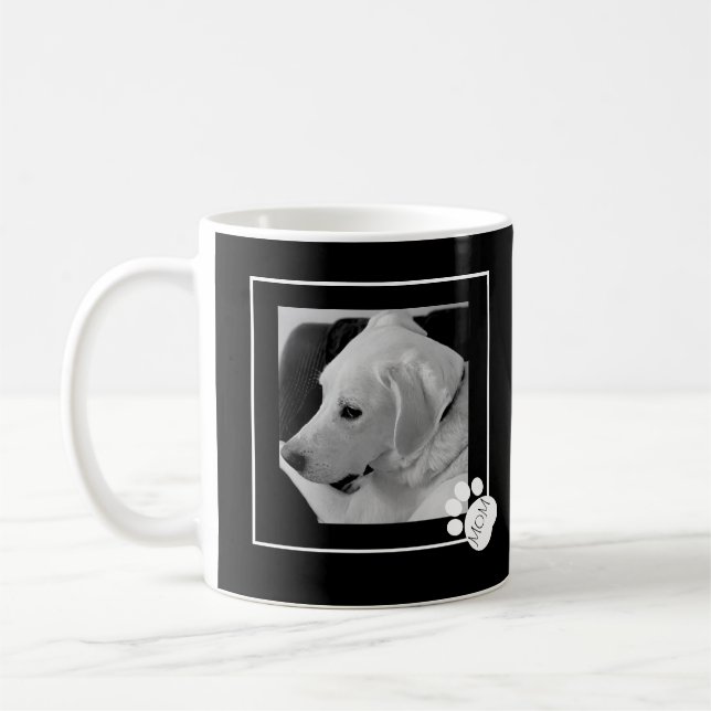 Svart och vitt foto av Cute Hund Best Mamma någons Kaffemugg (Vänster)