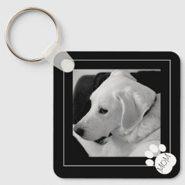 Svart och vitt foto av Cute Hund Best Mamma någons Nyckelring
