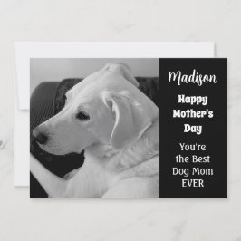 Svart och vitt foto av Cute Hund Mors dag Julkort
