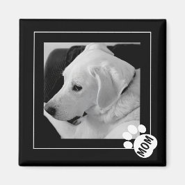 Svart och vitt foto av Cute Hund Tass Magnet