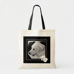 Svart och vitt foto av Cute Hund Tass Tygkasse