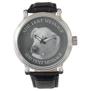 Svart och vitt foto av en vacker, själlös Hund Armbandsur