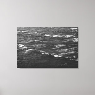 Svart och vitt foto av ett stormigt hav canvastryck