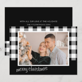 Svart och vitt foto av "God jul" Julkort
