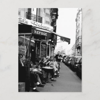 Svart och vitt foto av Le Refuge Cafe i Paris Vykort