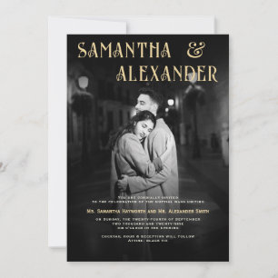 Svart och vitt foto-katolskt nuptialmassa Bröllop Inbjudningar