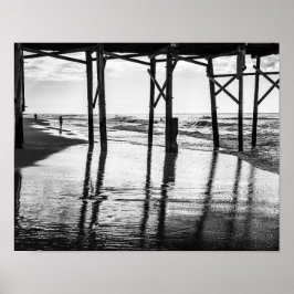 Svart och vitt foto Ocean Isle Beach Pier Poster