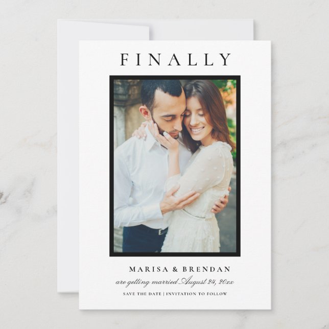 Svart och vitt foto, slutligen Elegant Spara Datumet (Framsida)