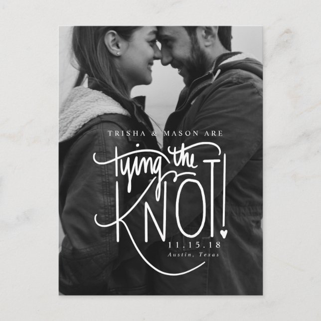 Svart och vitt foto sparar datum meddelande vykort (Framsida)