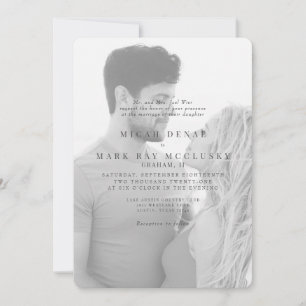 Svart och vitt fotobröllop - inbjudan