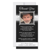 Svart och vitt fotokort för tack Memorial
