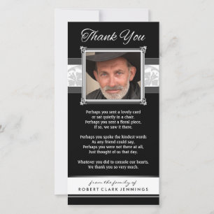 Svart och vitt fotokort för tack Memorial Kort