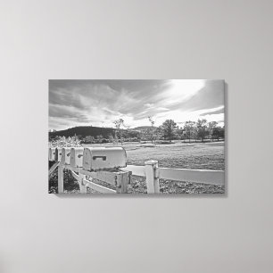 Svart och vitt fotopatset Land Road Art Canvastryck