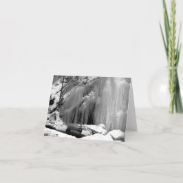 Svart och vitt, fryst vattenfall anteckningskort