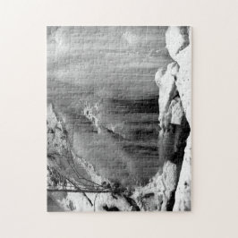 Svart och vitt, fryst vattenfall pussel