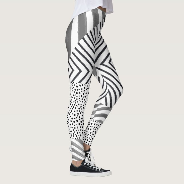 Svart och vitt galet skinn leggings (Höger)