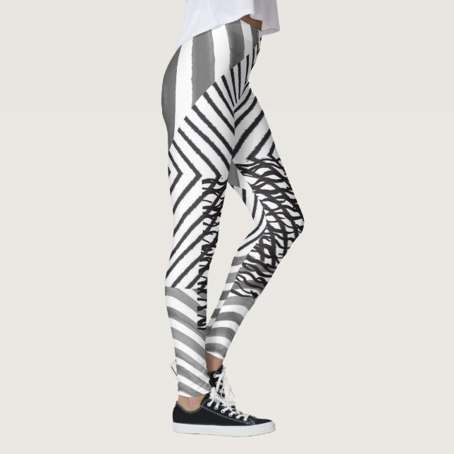 Svart och vitt galet skinn leggings (Höger)