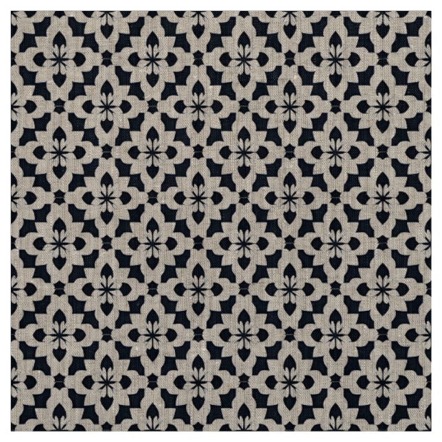 Svart och vitt geometriskt blommönster tyg (Provkarta)