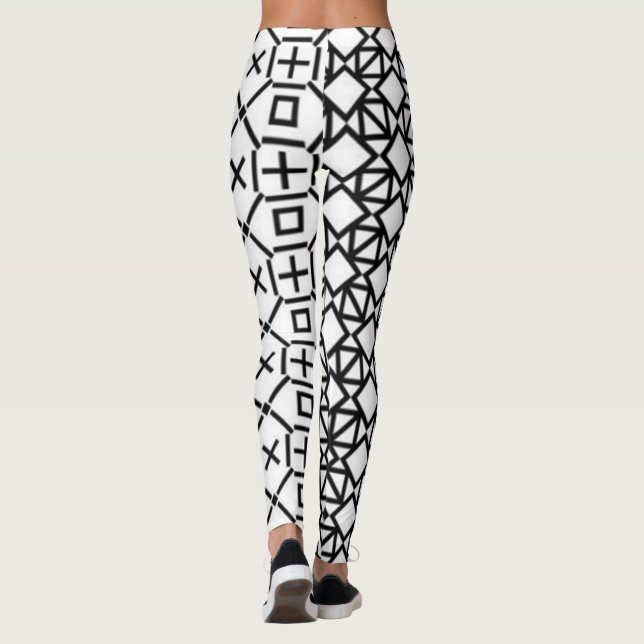 Svart och vitt geometriskt förband leggings (Baksida)