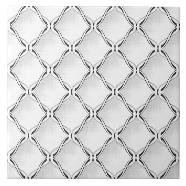 Svart och vitt geometriskt mönster. kakelplatta (Framsidan)