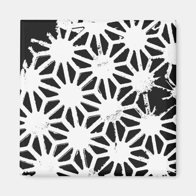 Svart och vitt geometriskt mönster magnet (Framsidan)