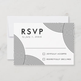 Svart och vitt geometriskt Swirl Bröllop OSA Kort