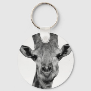 Svart och vitt Giraffeffoto Nyckelring