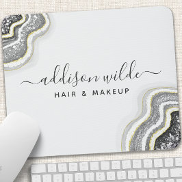 Svart Och Vitt Glitter Agat Geod Lyx Stil Musmatta