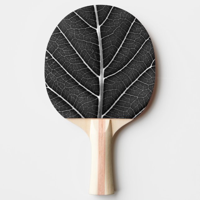 Svart och vitt glödande blad närbild pingisracket (Framsidan)