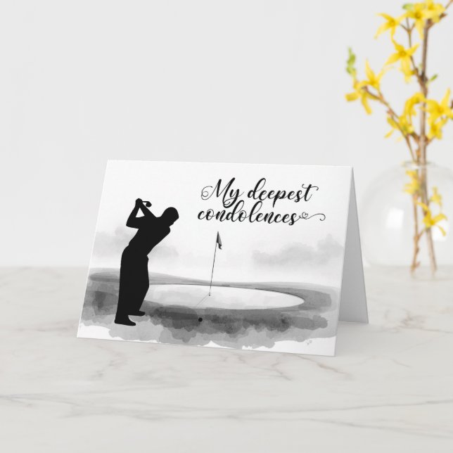 Svart och Vitt Golfsympatikort ledsen Kort (Gul blomma)