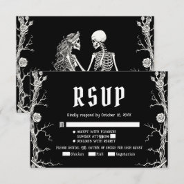 Svart och Vitt Gotisk Halloween Skelett Bröllop OSA Kort