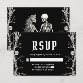Svart och Vitt Gotiskt Halloween Skelett Bröllop OSA Kort