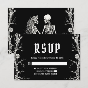 Svart och Vitt Gotiskt Halloween Skelett Bröllop OSA Kort