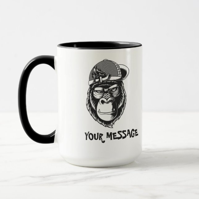 Svart och vitt Grått Ape Mugg (Vänster)