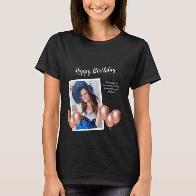Svart och vitt Grattis på födelsedagen-foto T-Shir T Shirt (Framsida)