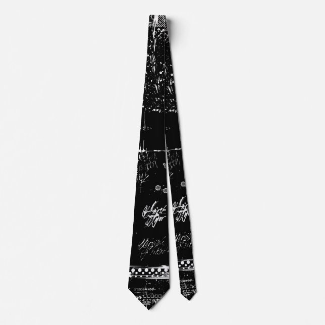Svart och vitt grunge Neck Tie Slips (Framsida)
