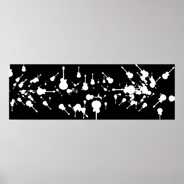 Svart och vitt guitar sten poster (Framsidan)