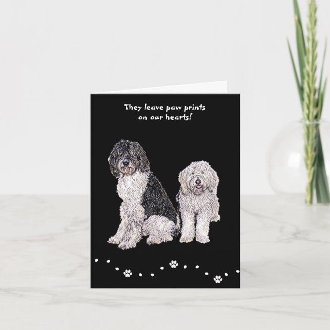 Svart och vitt gyllene doodle Pet Sympathy Card Helgkort (Framsida)