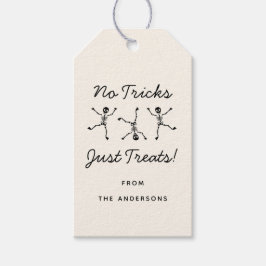 Svart och vitt handritat skelett Halloween Presentetikett