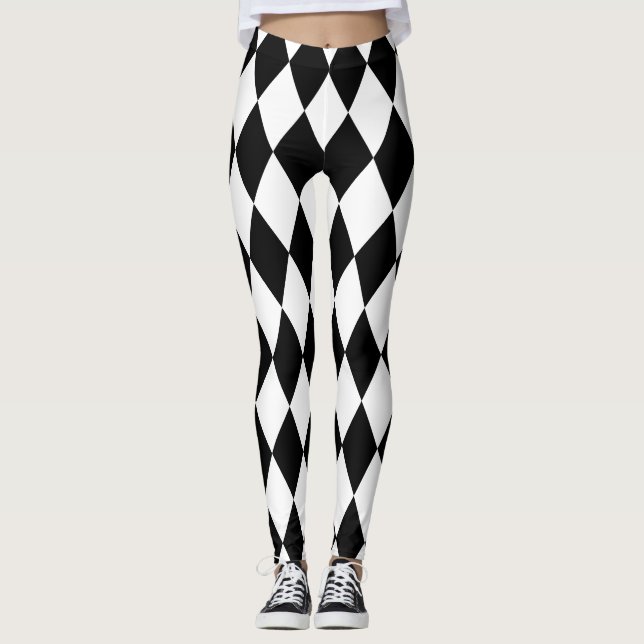 SVART OCH VITT HARLEQUIN LEGGINGS (Framsida)