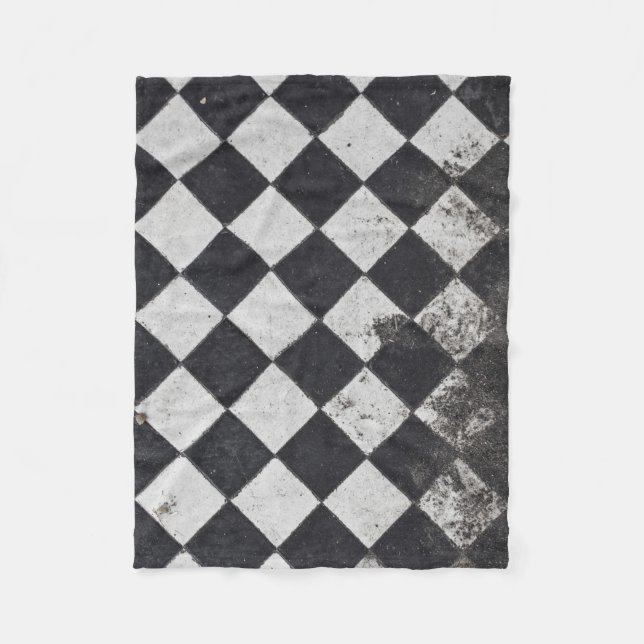 Svart och vitt harlequingrafik fleecefilt (Framsidan)