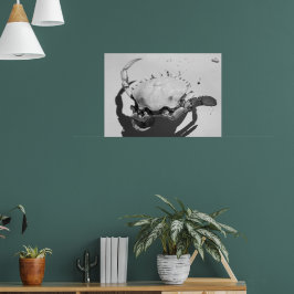 Svart och vitt havskrabba för svartvita havet poster