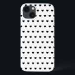 Svart och vitt Hearts Mönster Cover för iPhone<br><div class="desc">Svarta hjärtan i snyggt polka mönster på vit omslag - anpassa den! - Du kan t.ex. ändra bakgrunden till färg till valfritt färg..</div>