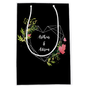 Svart och vitt hjärt-anpassat namn Bröllopsförmån
