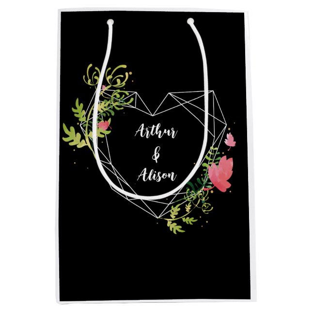 Svart och vitt hjärt-anpassat namn Bröllopsförmån (Framsidan)