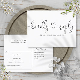 Svart Och Vitt Hjärt Script Sångförfrågan RSVP Inbjudan Vykort