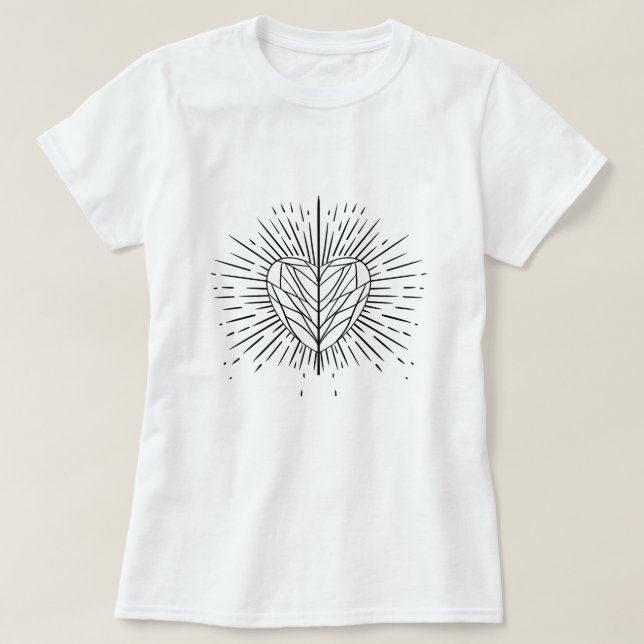 Svart och vitt hjärta T-shirt (Design framsida)